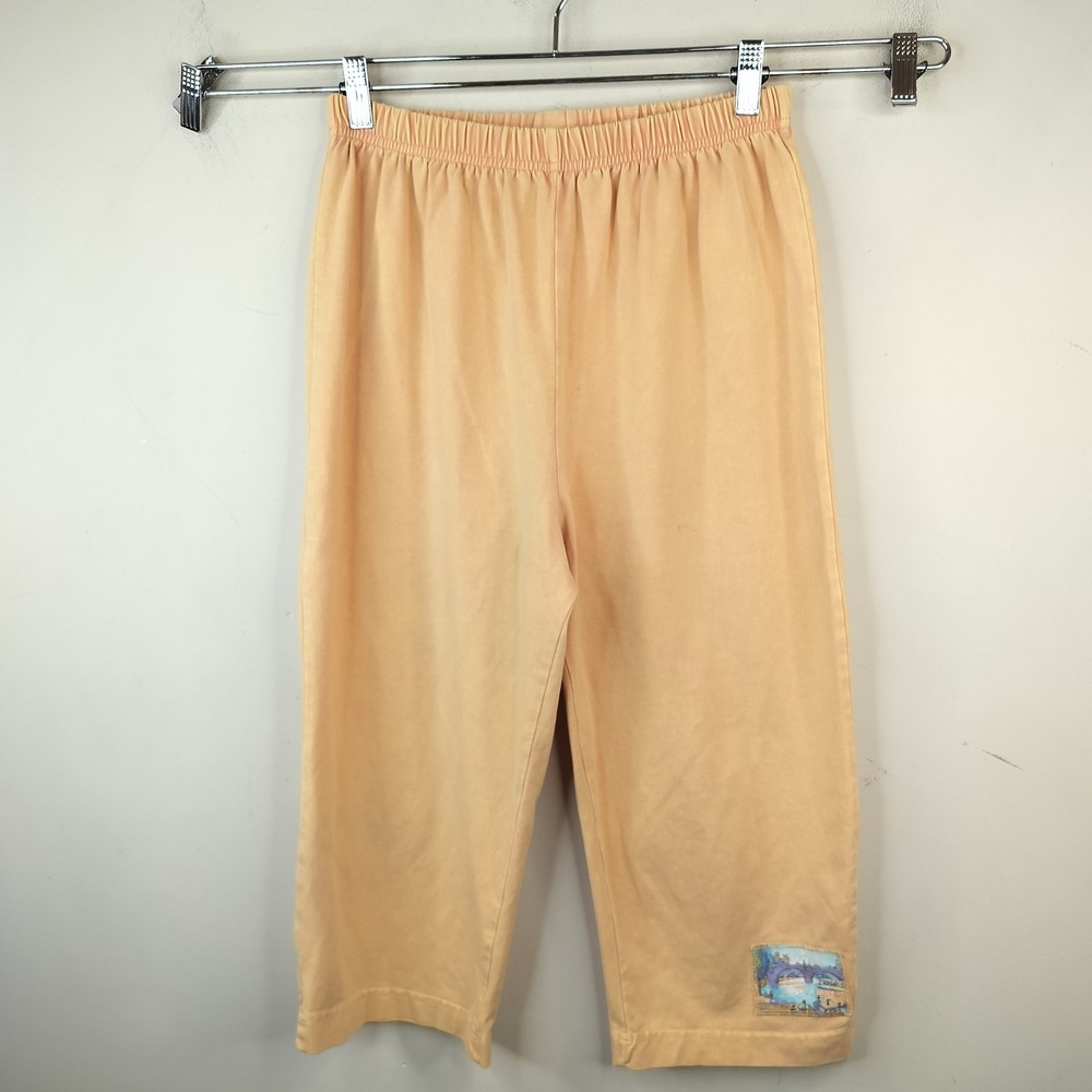 Michael Leu Cropped Pants Small Elastic Waist Casual Artsy Orange Cotton
